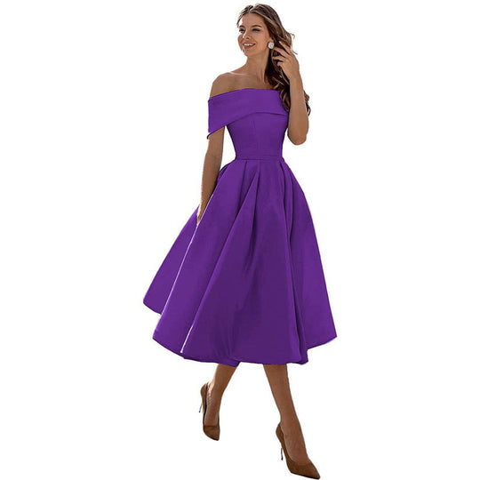 R&B | Legere Mode Satin Cocktailkleid Ohne Träger