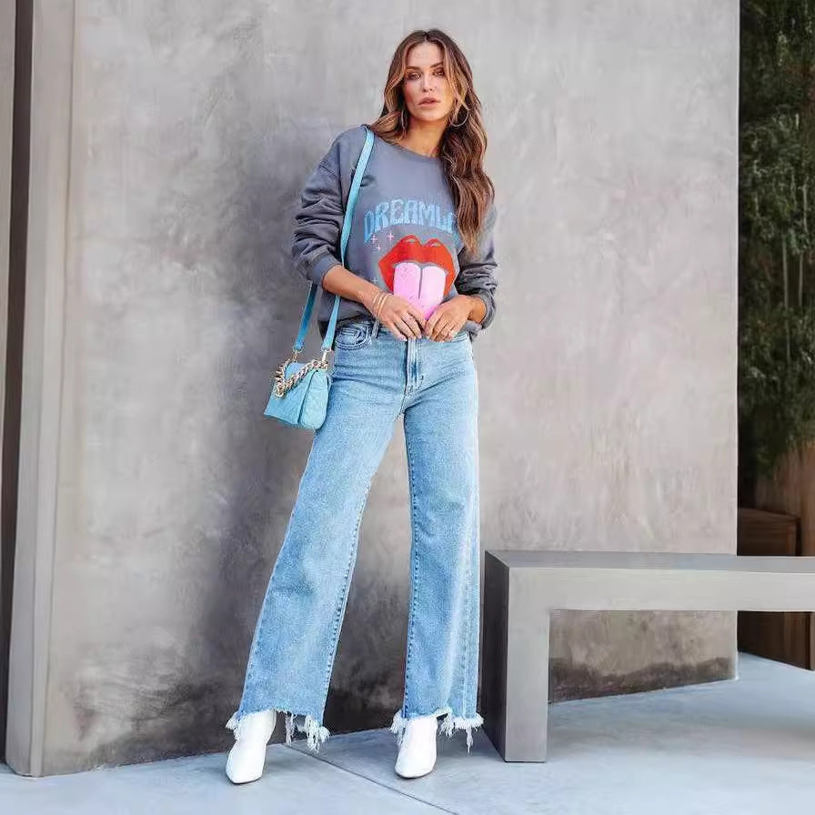 Damen Lässiger Oversized Pullover mit Cut-Out-Ärmeln R&B