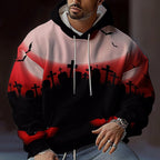 Herren Kapuzensweater mit kreativen Halloween-Motiv und lockerer Passform R&B