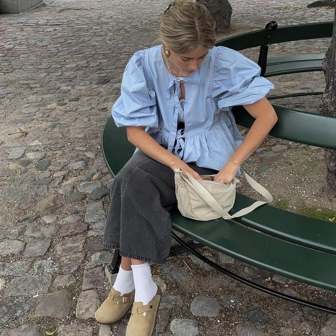 Damen Bluse mit Rüschen und Bindebändern R&B