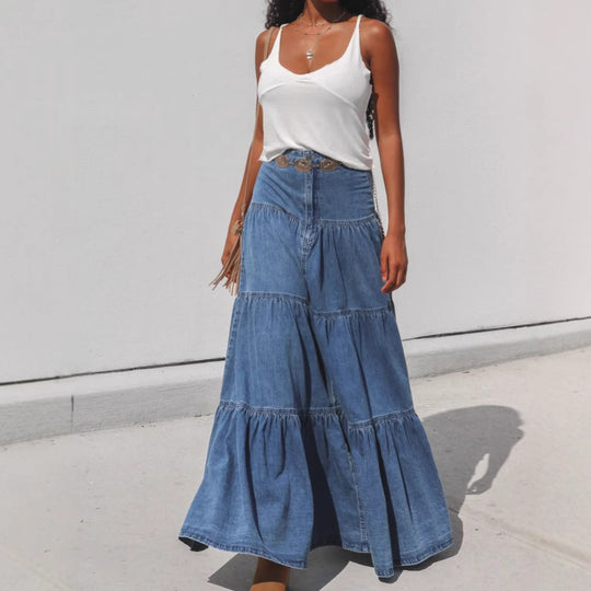 Damen luftiges Jeanskleid R&B