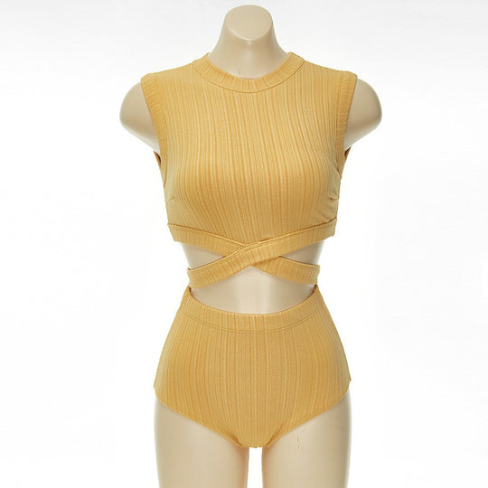 Damen Hochgeschlossenes Bikiniset mit asymmetrischem Schnitt R&B