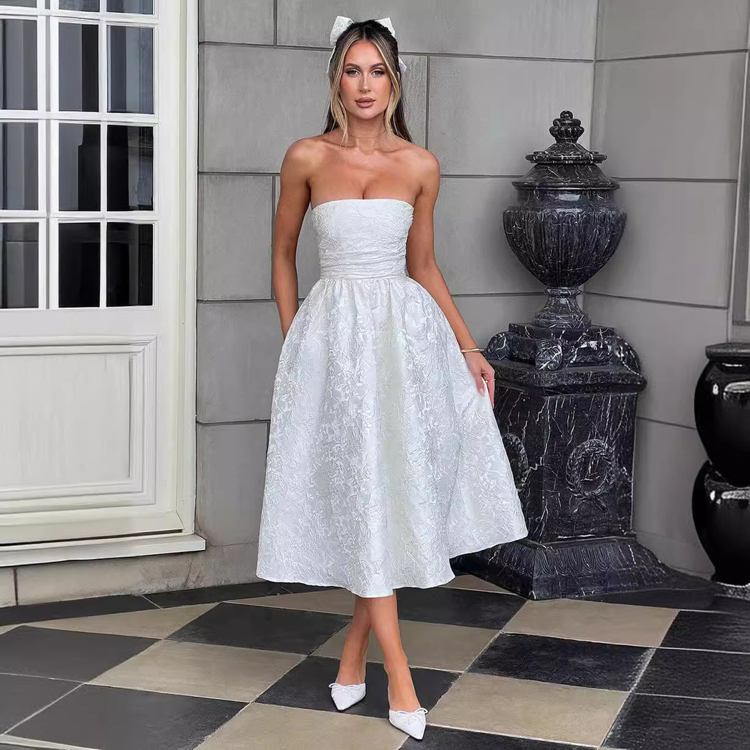 Damen Tailliertes Cocktailkleid mit schimmerndem Stoff und elegantem Bustier R&B