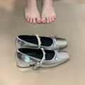 Damen Ballerinas mit eleganter Riemchenverzierung und schimmerndem Finish R&B
