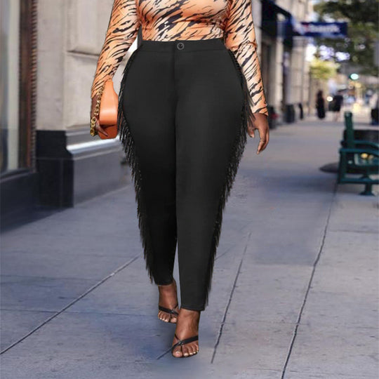 Damen Elegante Hose mit fransierendem Saum und körpernahem Schnitt R&B