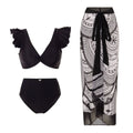 Damen Bikini-Set mit charmantem Rüschendesign und eleganter Strandumhüllung R&B