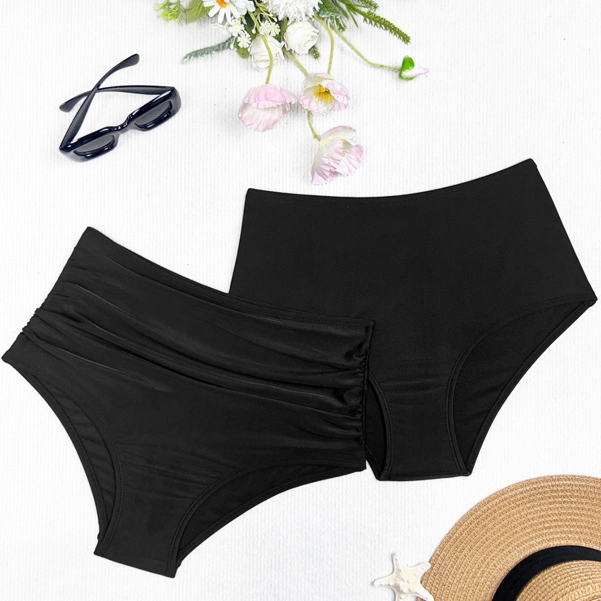 Damen Hochtaillierte Bikini-Hose mit vielseitigem Raffungselement und figurformendem Schnitt R&B