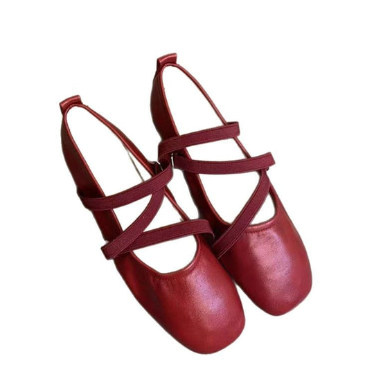 Damen elegantes Ballerina-Modell mit modischem Riemchen und hochwertigem Leder R&B
