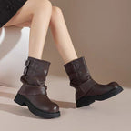 Damen modische Stiefeletten mit verstellbaren Riemen und robuster Sohle R&B