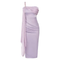 Damen figurbetontes Abendkleid mit asymmetrischem Drapierungsdetail und Glitzerakzenten R&B