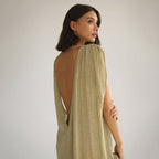 Damen luftiges Strandkleid mit Bindegürtel R&B