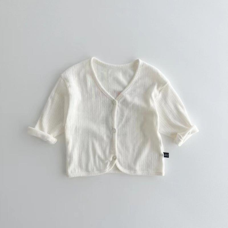 Unisex nan weicher gerippter Strickbaby-Cardigan mit V-Ausschnitt und hochkrempelbaren Ärmeln R&B