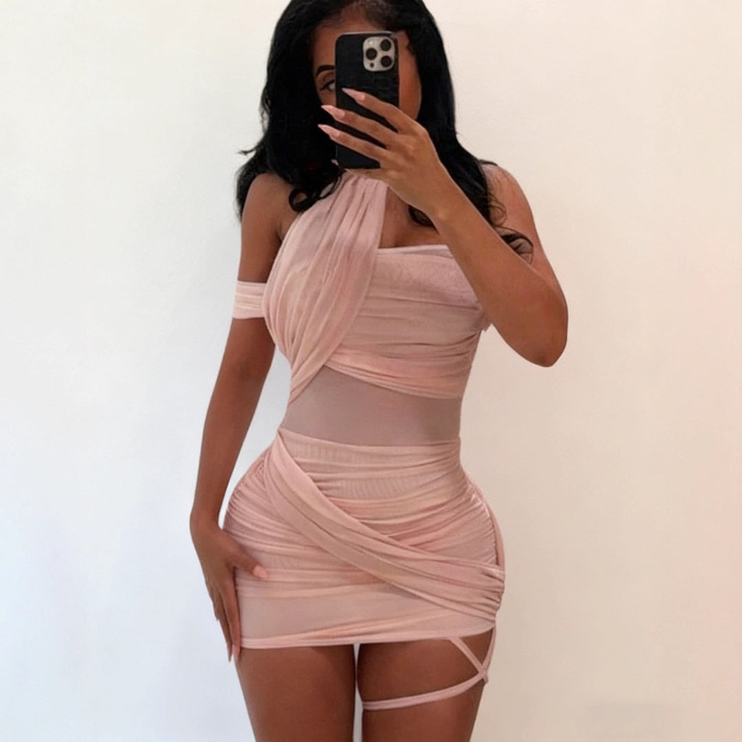 Damen Figurbetontes Wickelkleid mit asymmetrischem Design R&B