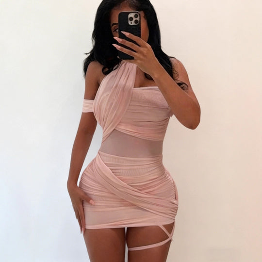 Damen Figurbetontes Wickelkleid mit asymmetrischem Design R&B