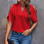 Damen elegante Bluse mit Cut-Out-Ärmeln