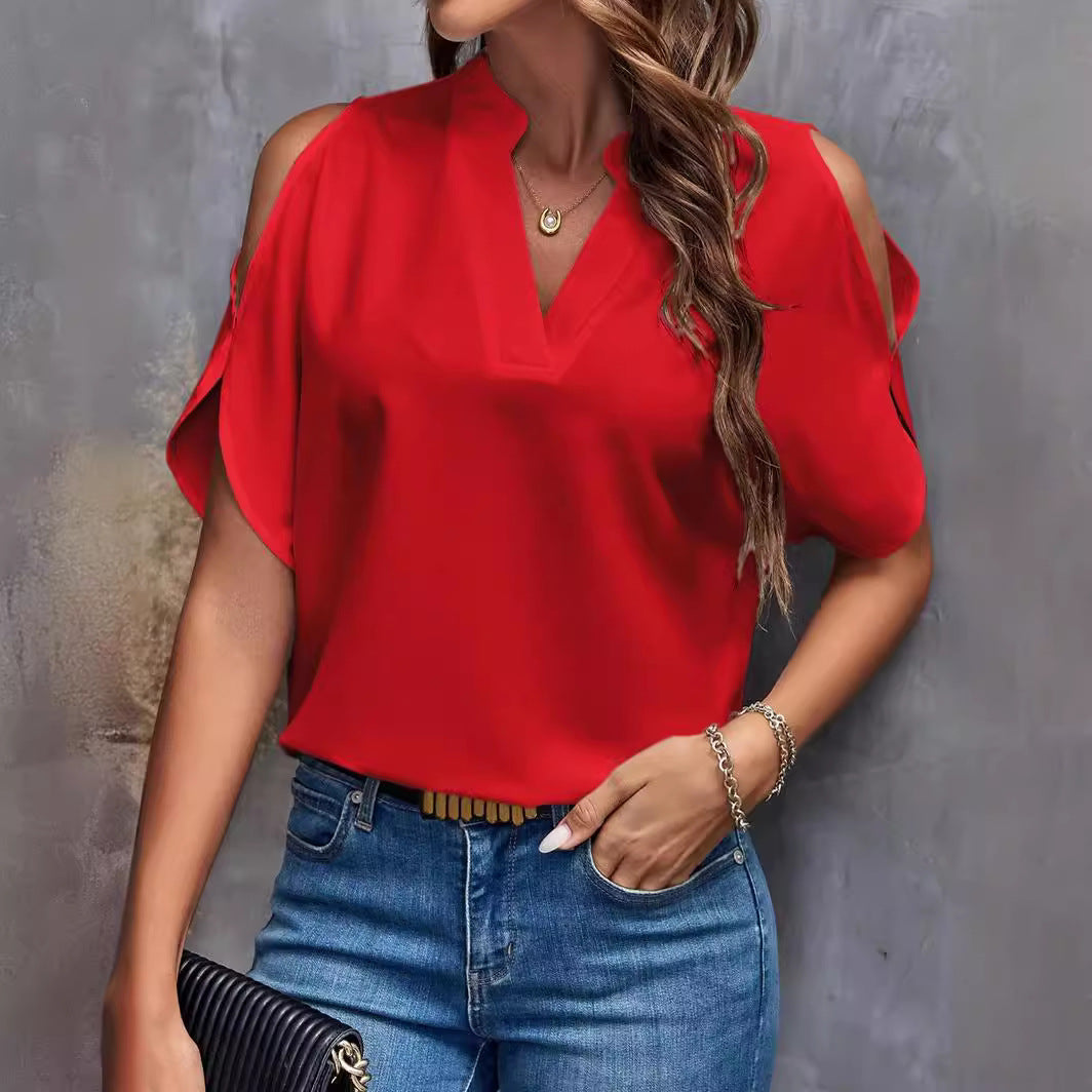 Damen elegante Bluse mit Cut-Out-Ärmeln