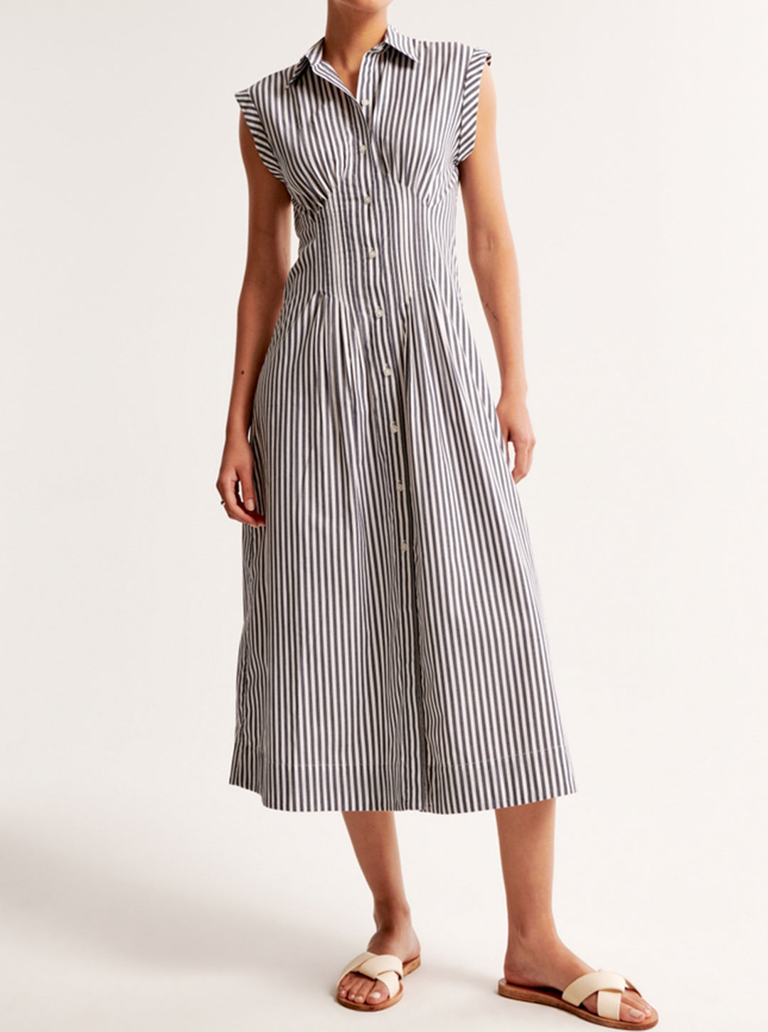 Damen Maxikleid mit Schulterklappen und klassischem Knopfverschluss R&B