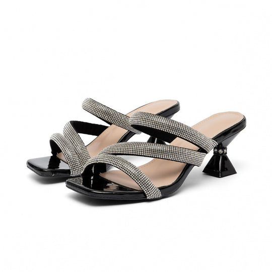 Damen Sandalen mit funkelnden Strassdetails und eleganter Blockabsatzform R&B