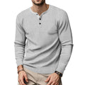 Herren Langarm Henley-Oberteil mit strukturierter Oberfläche R&B