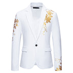 Herren eleganter Blazer mit floralem Stickdesign und feinen Details R&B