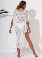 Damen eleganter Häkelstrandüberwurf mit floralen Mustern R&B