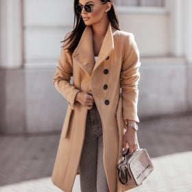 R&B | Damen Lange Warme Trench Mantel - Winter
