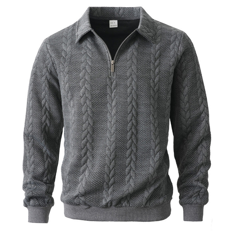 Herren eleganter Strickpullover mit Reißverschluss R&B