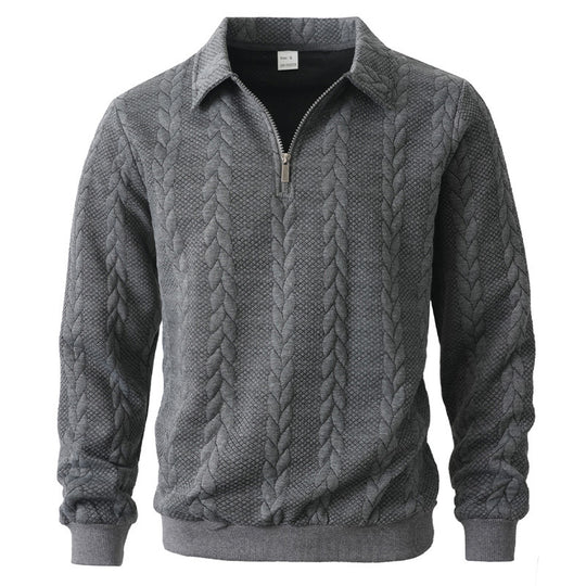 Herren eleganter Strickpullover mit Reißverschluss R&B