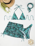 Damen Bikini-Set mit verstellbaren Trägern und modischer Wickelrock R&B