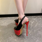 Damen Peeptoe High Heels mit offenem Fersenbereich und Stiletto-Absatz R&B