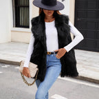 Damen Luxuriöse Kunstpelzweste mit voluminösem Kragen R&B