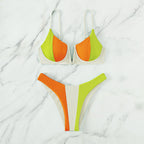 Damen Triangel-Bikini mit modernem Farbblockdesign und verstellbaren Trägern R&B