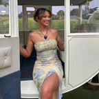 Damen Elegantes Bandeau-Kleid mit floralem Design und hohem Schlitz