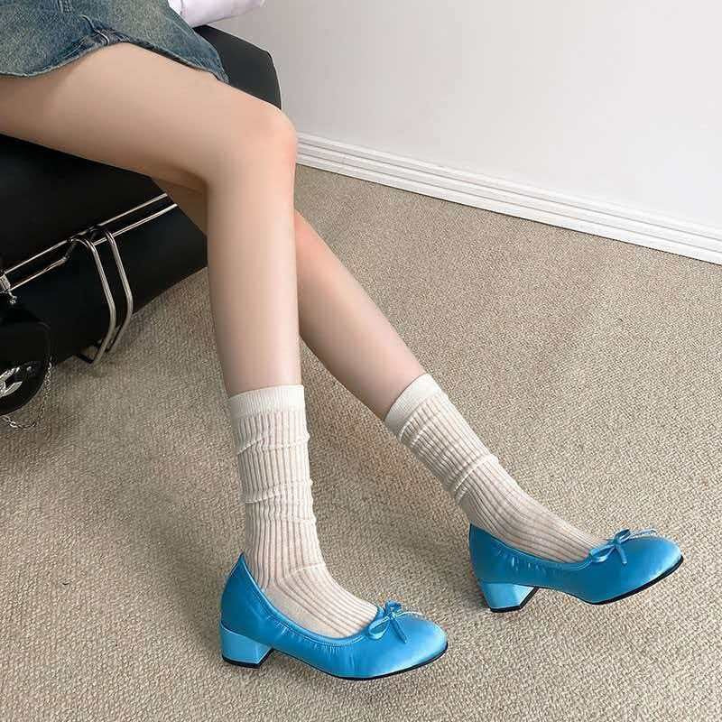 Damen Ballettschuhe mit flexiblem Absatz und zierlichem Schleifendetail R&B