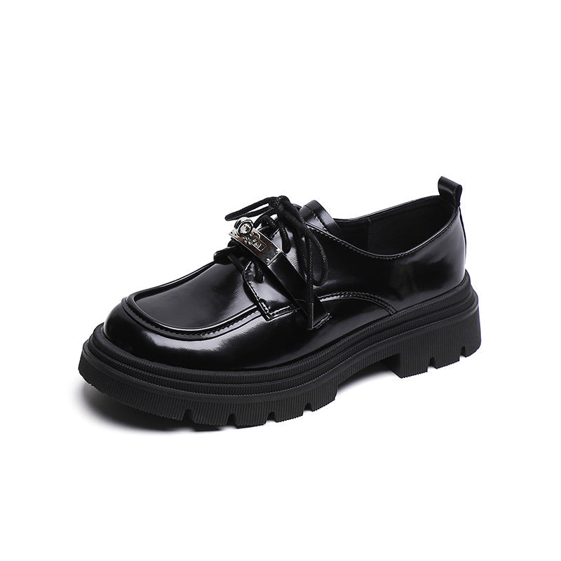 Damen modische Schnürschuhe mit blockartigem Absatz und eleganter Schnallenverzierung