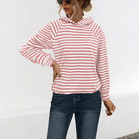 Damen Kapuzensweatshirt mit gestreiftem Design und modernem Schnitt R&B