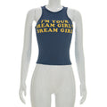 Damen Crop-Top mit kreativem Schriftzug und figurbetontem Schnitt R&B