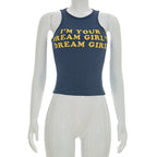 Damen Crop-Top mit kreativem Schriftzug und figurbetontem Schnitt R&B