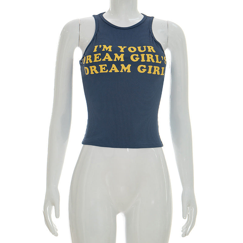 Damen Crop-Top mit kreativem Schriftzug und figurbetontem Schnitt R&B