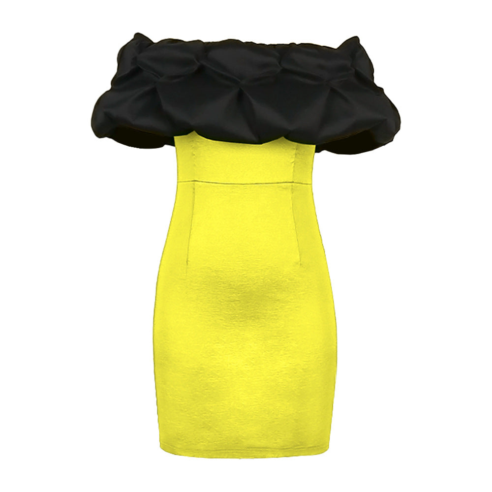 Damen Cocktailkleid mit voluminösem Tüllkragen R&B