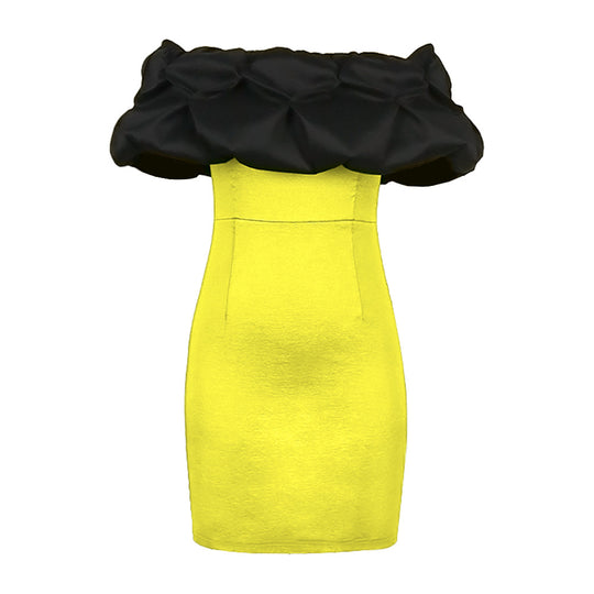 Damen Cocktailkleid mit voluminösem Tüllkragen R&B