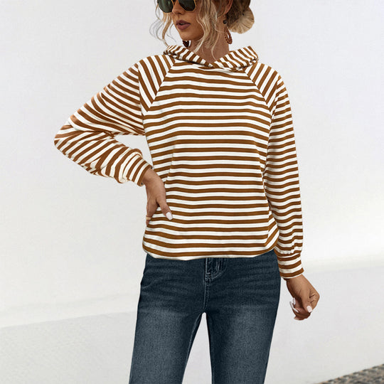 Damen Kapuzensweatshirt mit gestreiftem Design und modernem Schnitt R&B