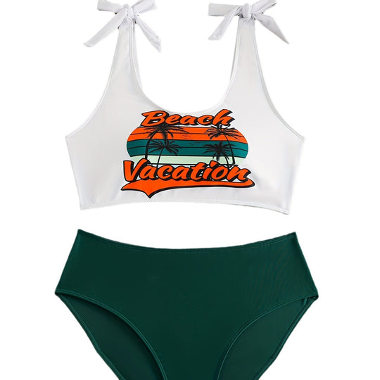 Damen Crop-Top-Bikini-Set mit verspielten Schleifen R&B