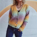 Damen Strickjacke mit luxuriösem Mohair-Material und modischen Herzknöpfen R&B