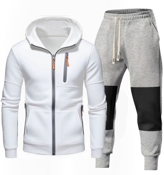 Herren Sportliches Hoodie- und Jogginghose-Set mit Funktionalen Reißverschlusstaschen R&B