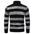 Herren hochwertiger Rollkragenpullover mit auffälligem Streifenmuster