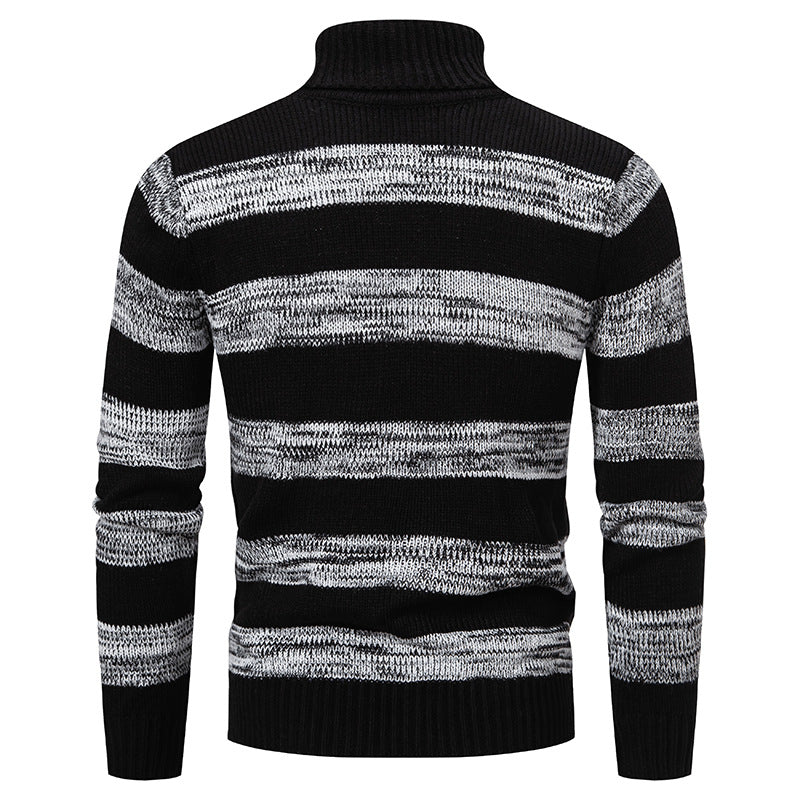 Herren hochwertiger Rollkragenpullover mit auffälligem Streifenmuster