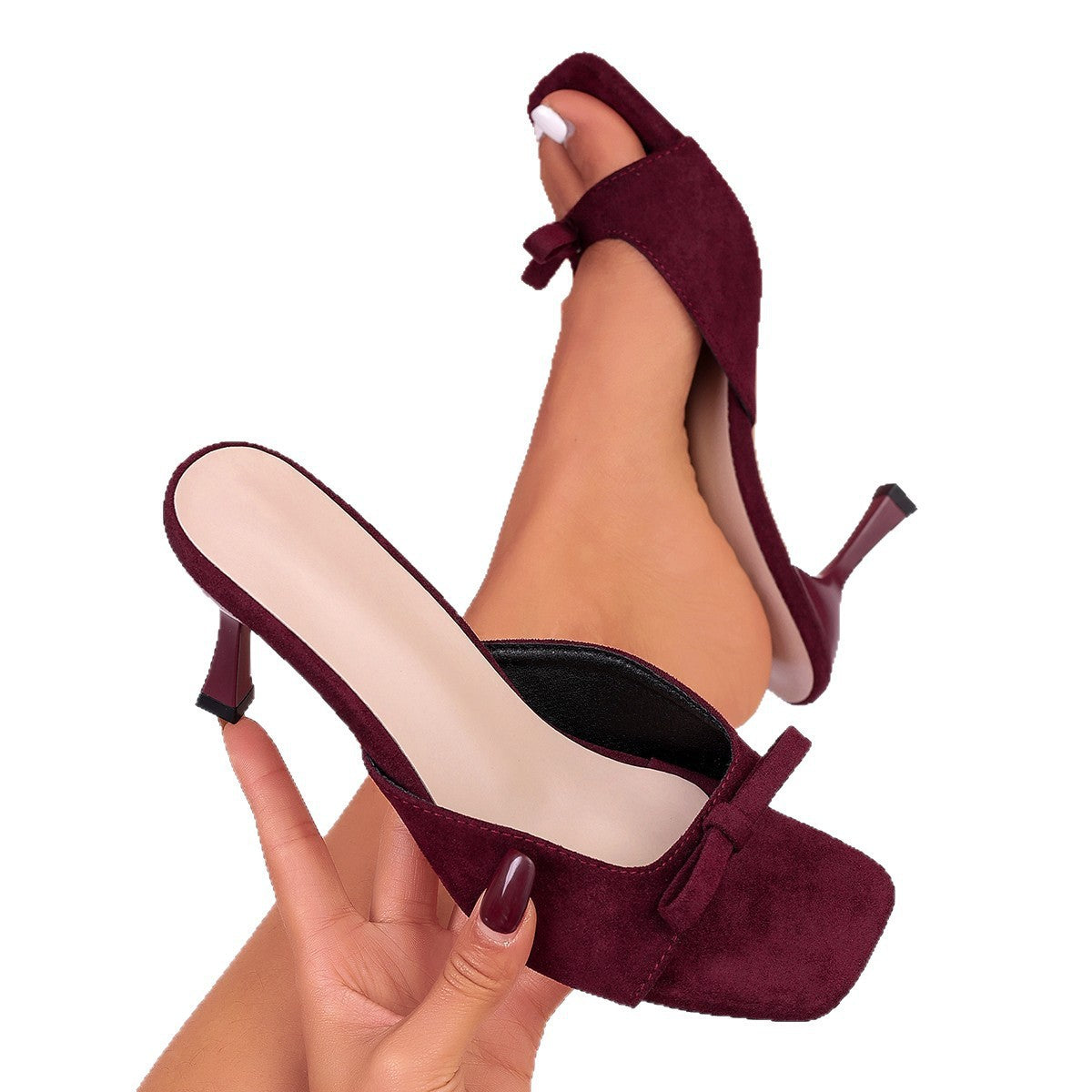 Damen Slingback Absatzsandalen mit dekorativem Schleifen-Design