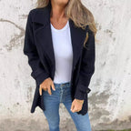 Damen Modischer Oversized-Mantel mit modernen Knopfdetails R&B