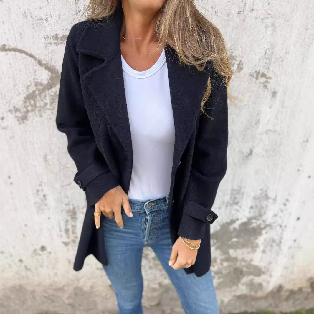 Damen Modischer Oversized-Mantel mit modernen Knopfdetails R&B